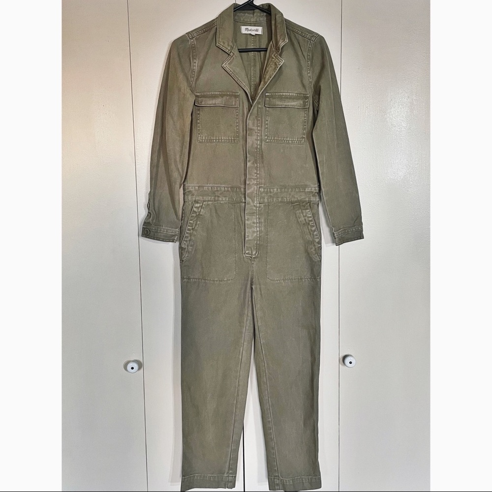 Madewell Signature Coverall Jumpsuit in Olive Green